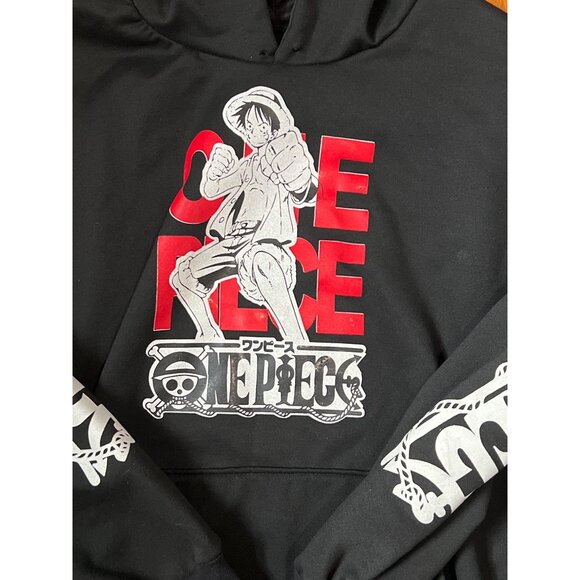 One Piece Black Hoodie Anime Luffy Graphic Pullover Sweatshirt Unisex Fit Cotton - Picture 2 of 4
